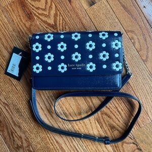 Kate Spade Navy and White Floral Crossbody Bag